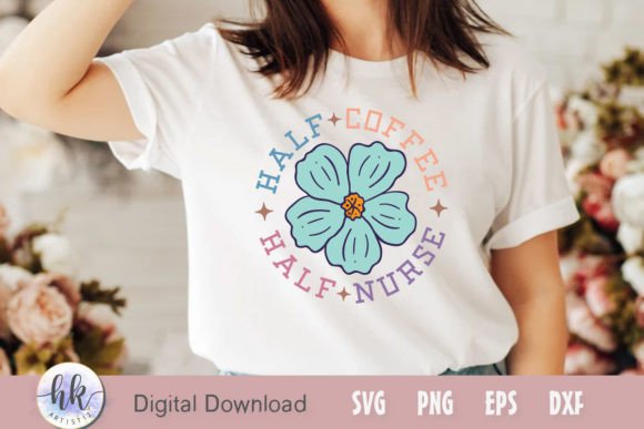 Half Coffee Half Nurse Retro SVG: Graphics and Crafts Fusion