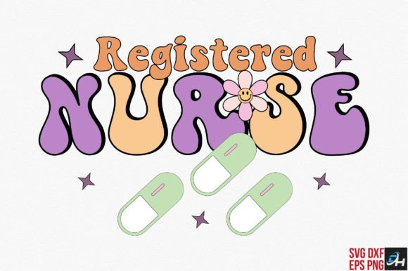 Retro Registered Nurse PNG SVG for Graphics and Crafts