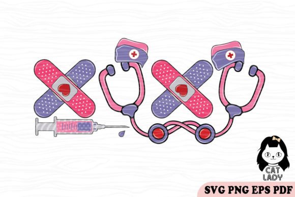 Xoxo Nurse Valentine SVG PNG for Crafts and Graphics